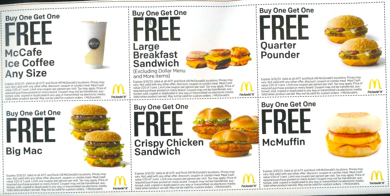 McDonald's Buy One Get One Free (BOGO) Coupons - March 2023