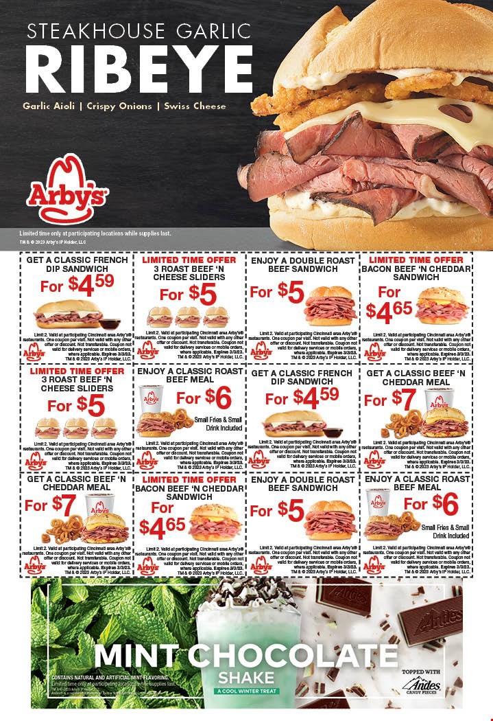 Arby's Meal Deal Coupons March 2023