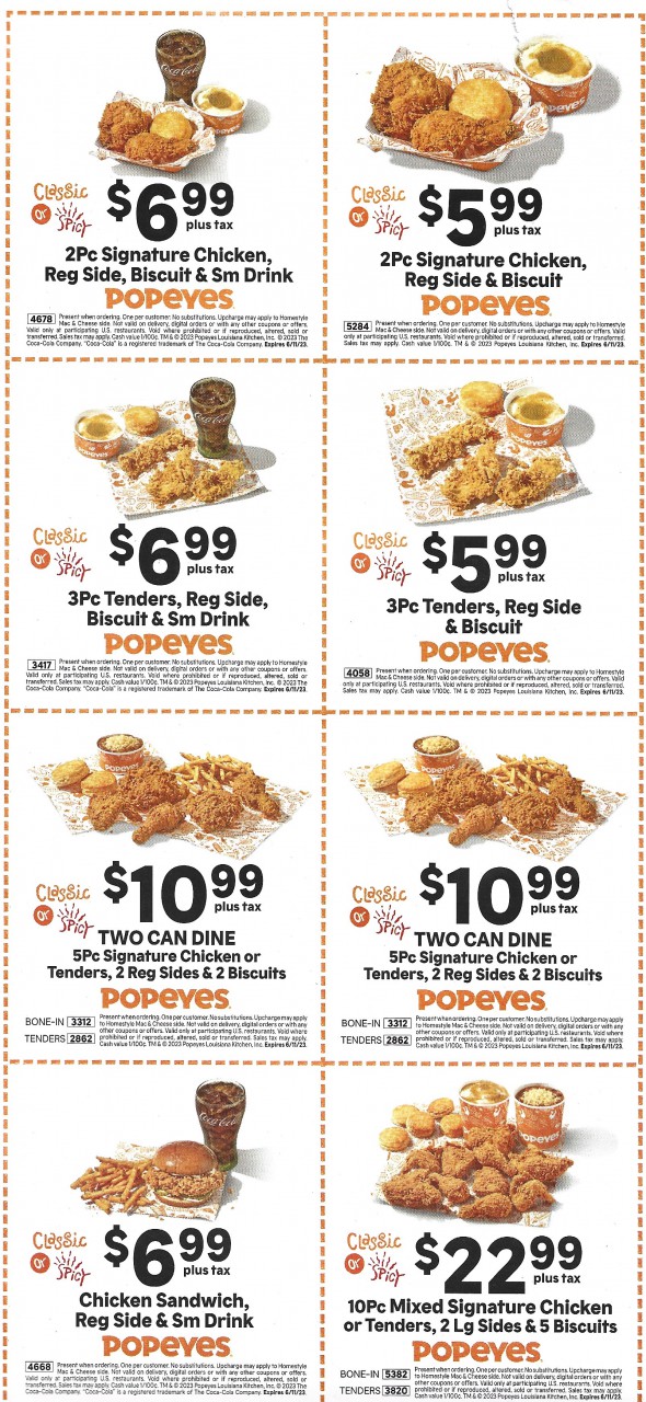 Popeyes Coupon Inserts Expires June 2023