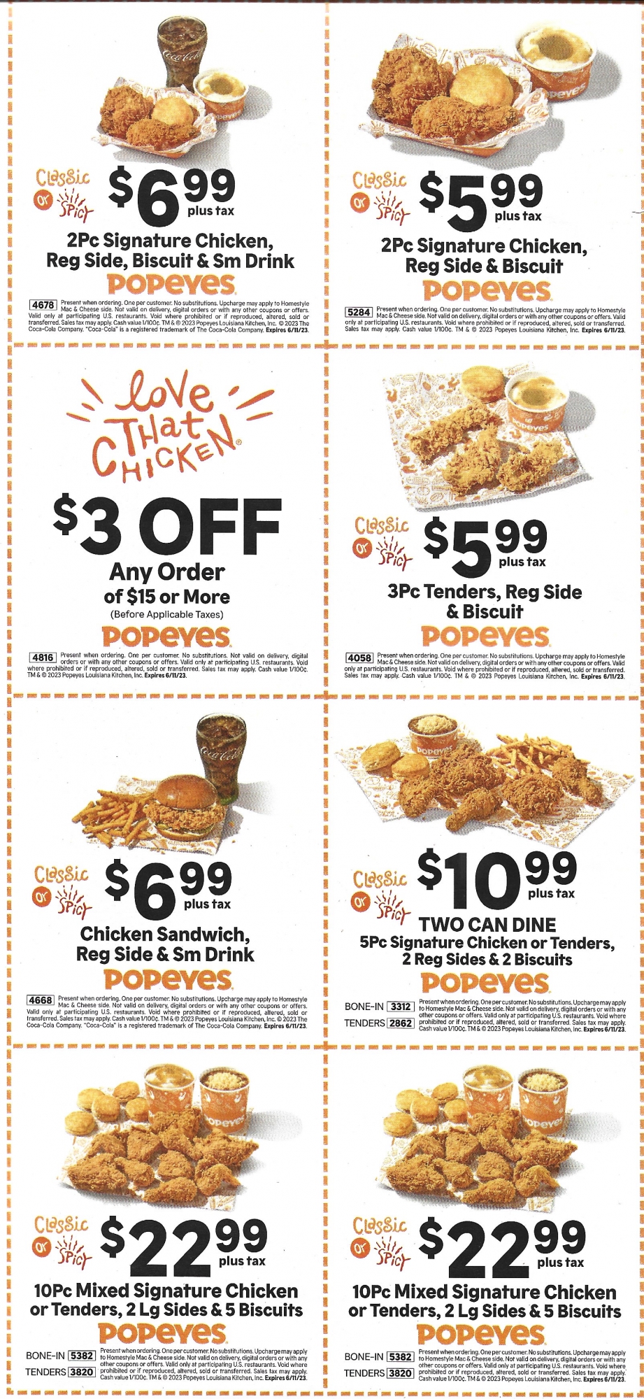 Popeye's Printable Coupon Inserts - Expires June 2023
