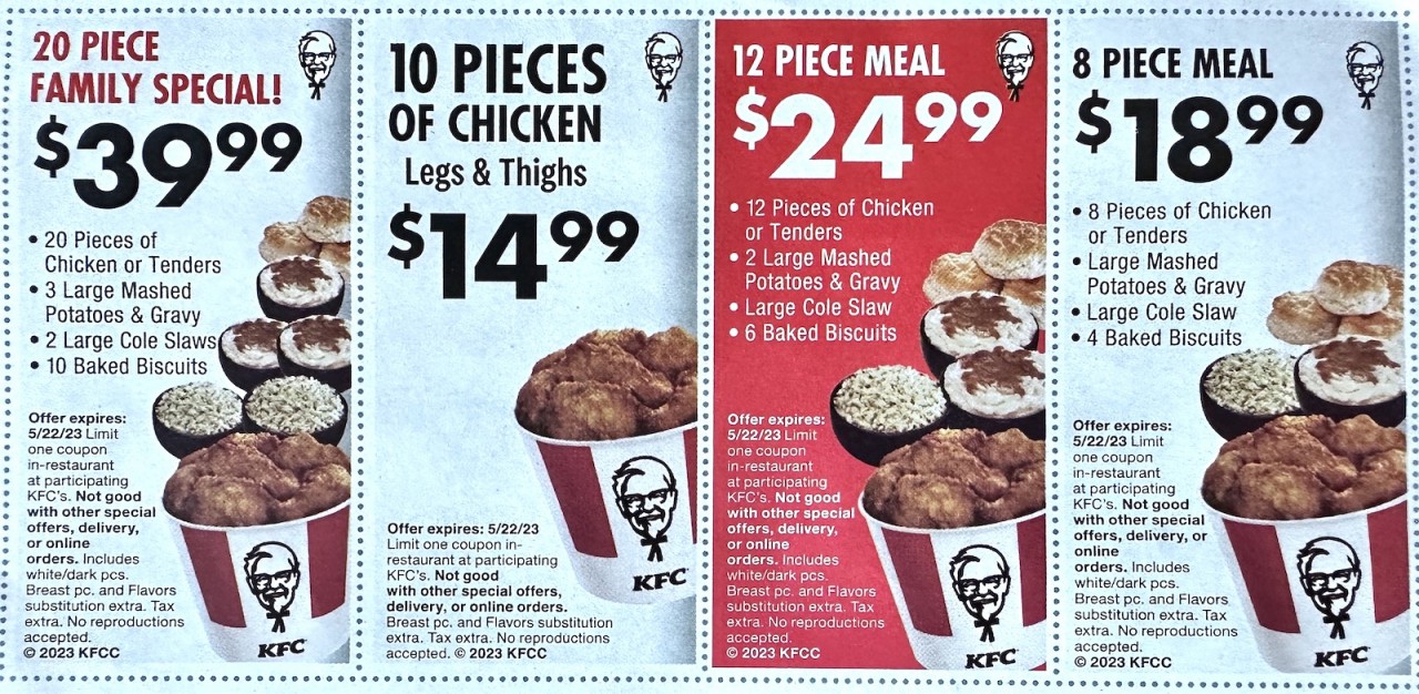 KFC Kentucky Fried Chicken Coupons Deals Expires 5/22/2023 1