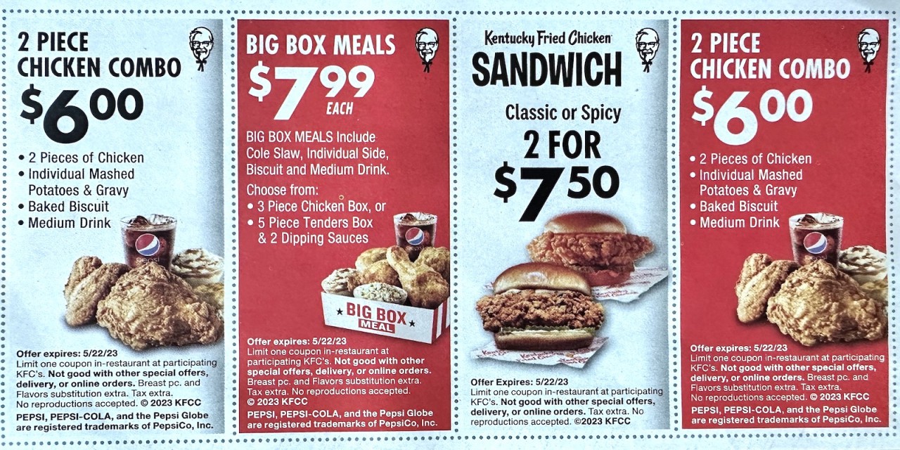 KFC Kentucky Fried Chicken Coupons Deals Expires 5/22/2023