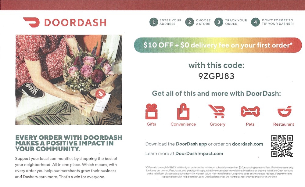 DoorDash: $10 Off + $0 Delivery Fee On Your First Order Code