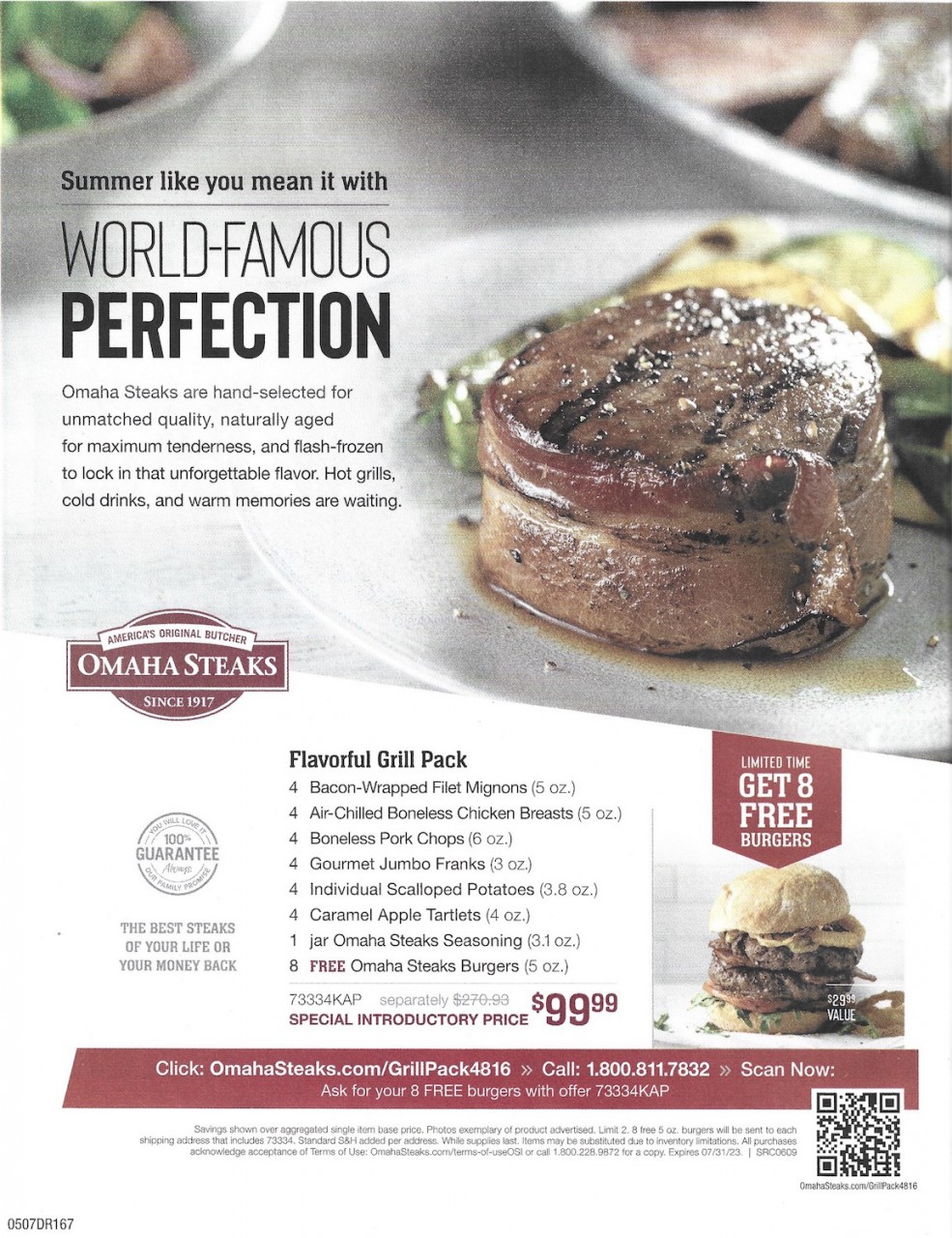 Omaha Steaks Flavorful Grill Pack + 8 Free Burgers - Expires 07/31/2023