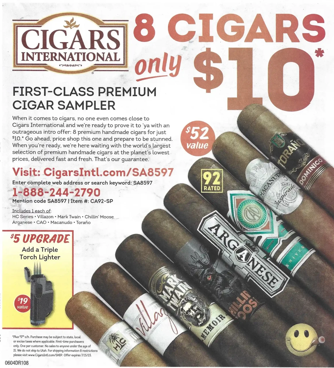 Cigars International Promo Code: 8 Cigars $10 Expires - 07/15/2023