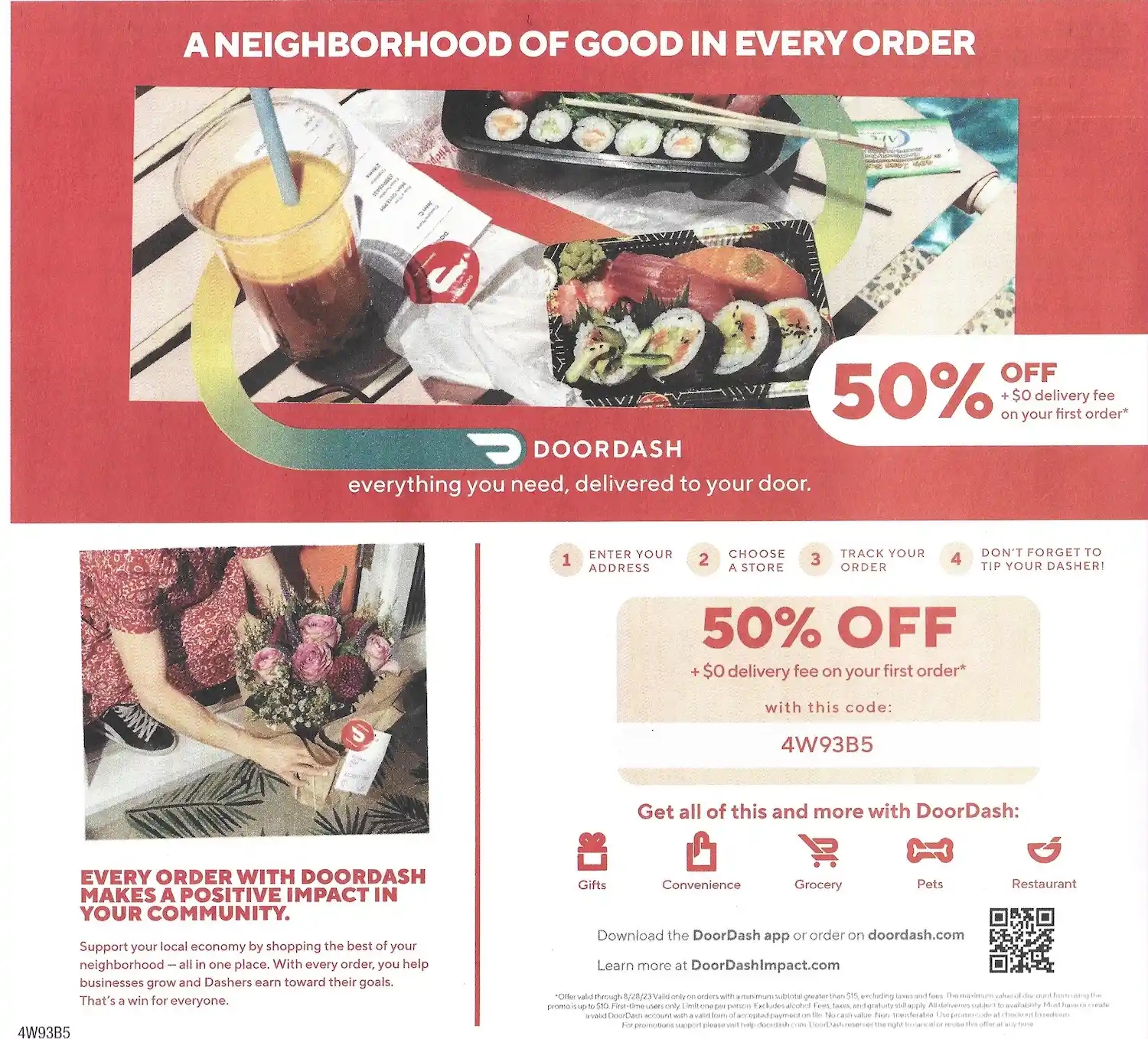 DoorDash - 50% Percent Off + Free Delivery Promo Code Expires 08/23/2023