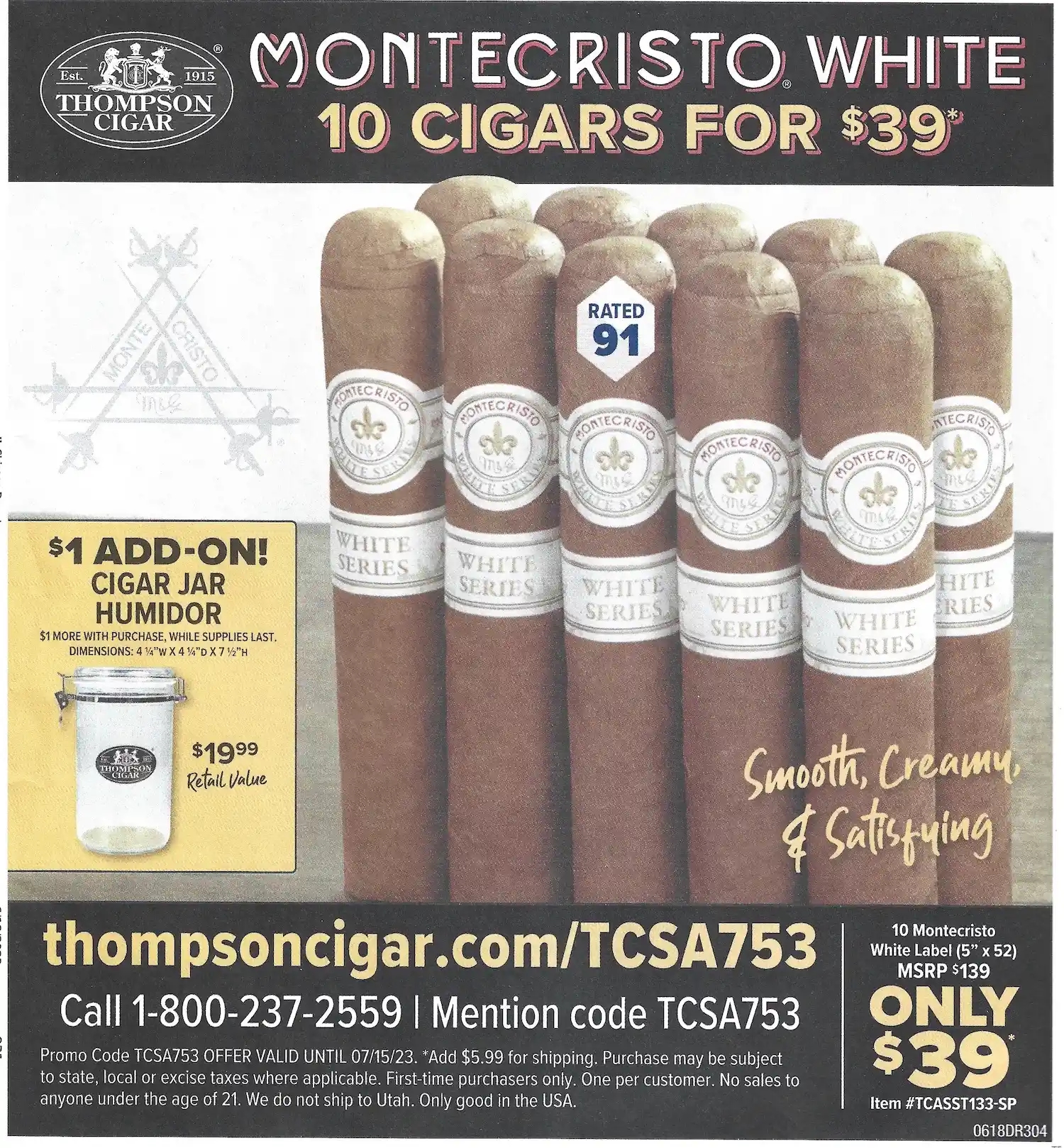 Thompson Cigar: 10 Cigars for $39 Promo Code