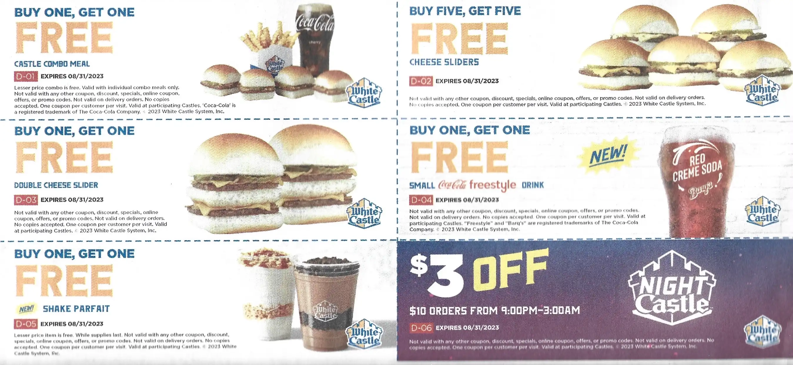 White Castle Coupons Buy One Get One Free Expires 08/31/2023