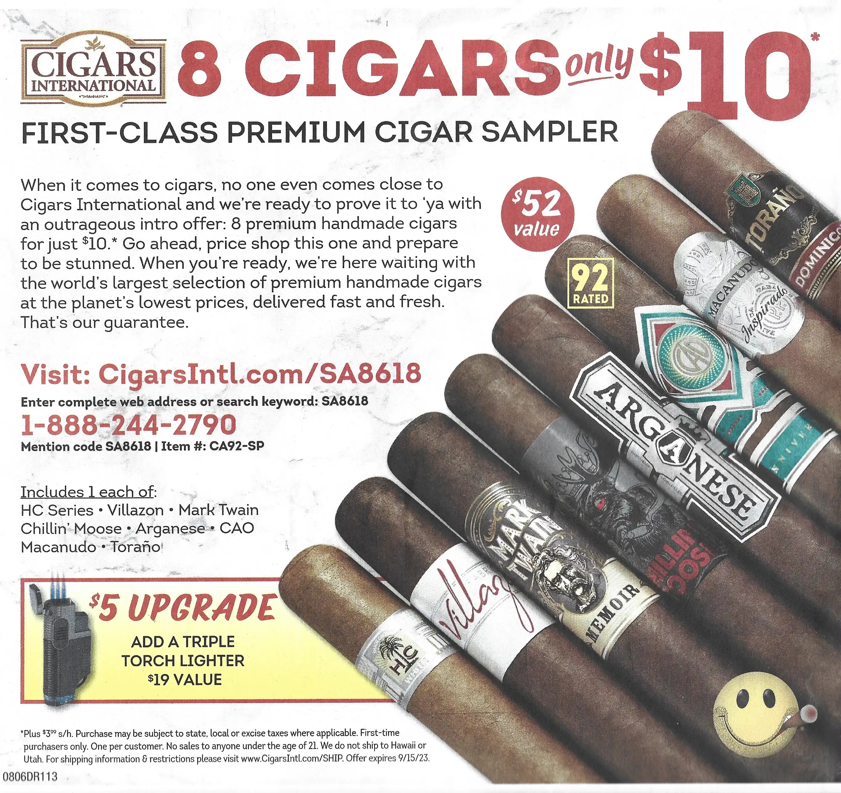 Cigars International 8 Cigars Promotional Offer Promo Code Expires 09/15/2023