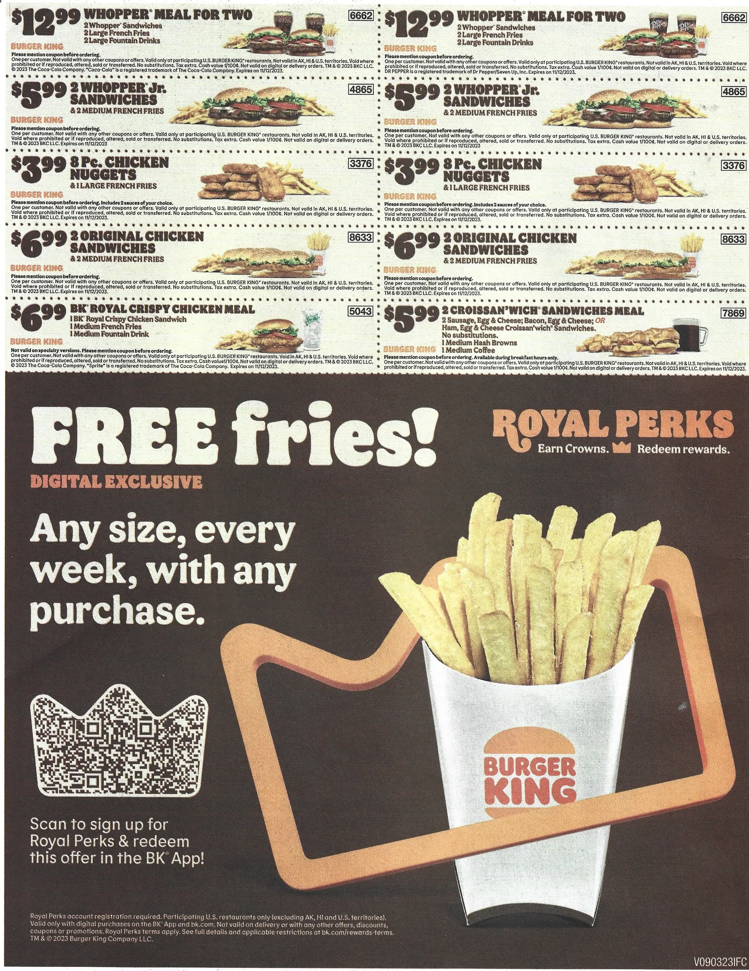 Burger King Printable Store Coupons - Expires 11/12/2023