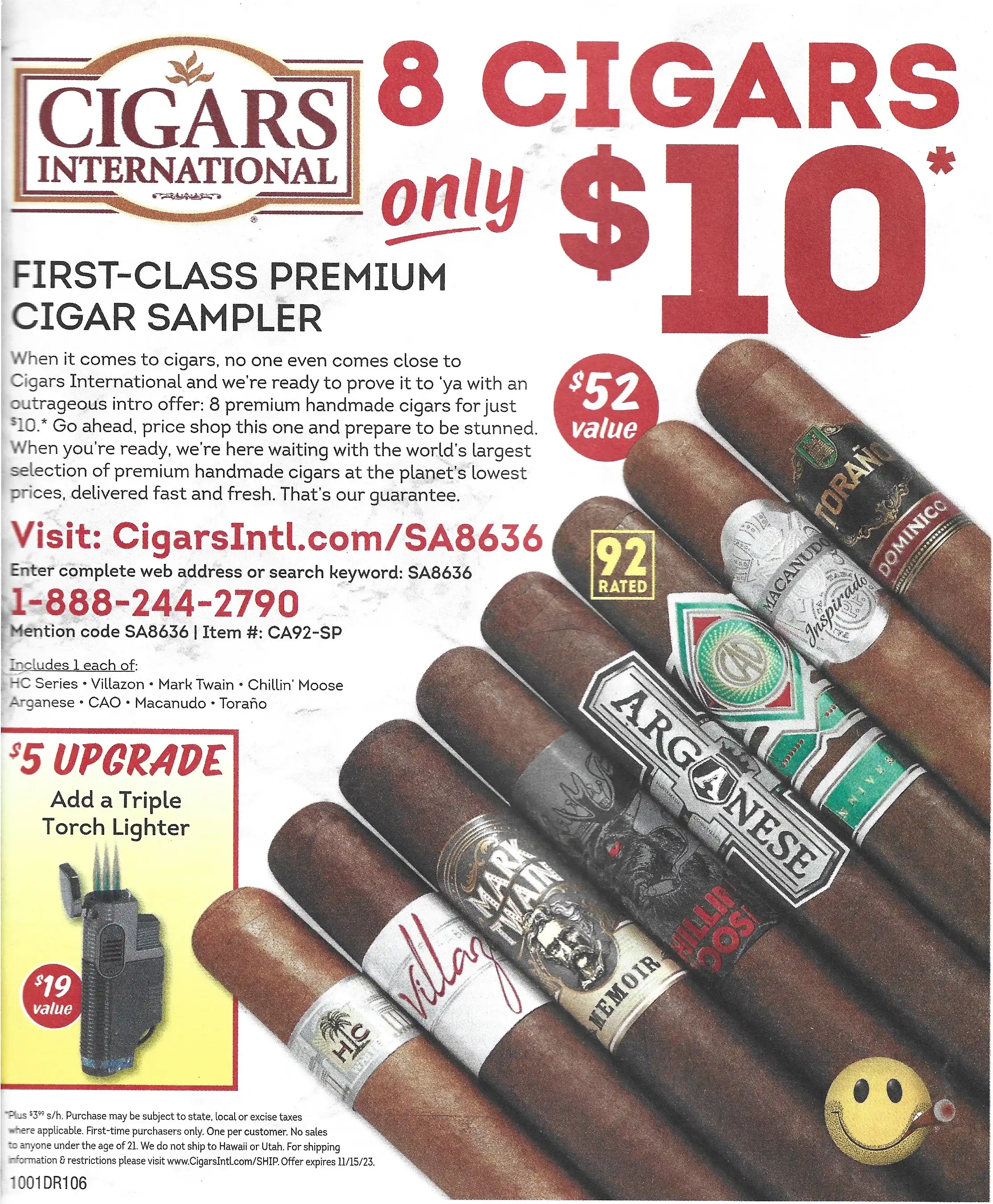 Cigars International First-Class Premium Sampler SA8636 - Expires 11/15/2023