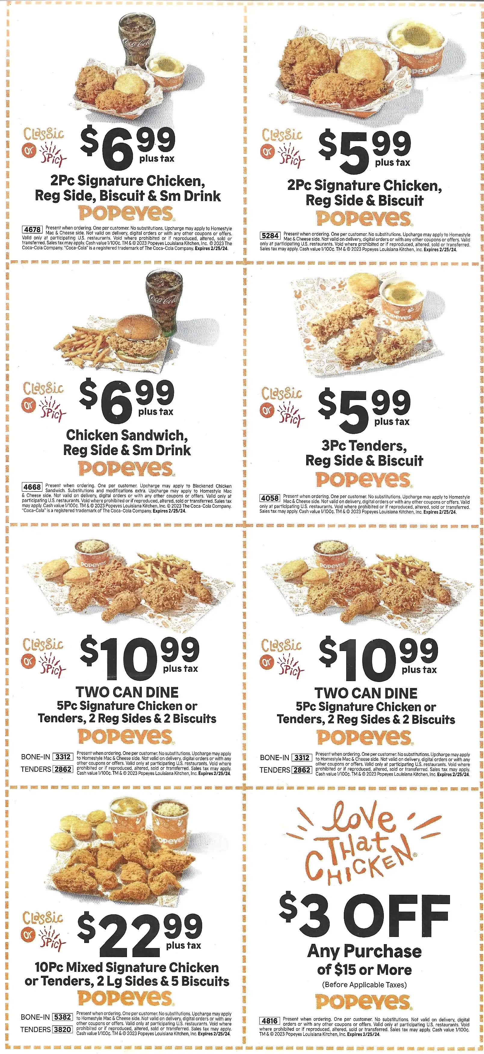 Popeyes Mailer Coupons - Expires 02/25/2024
