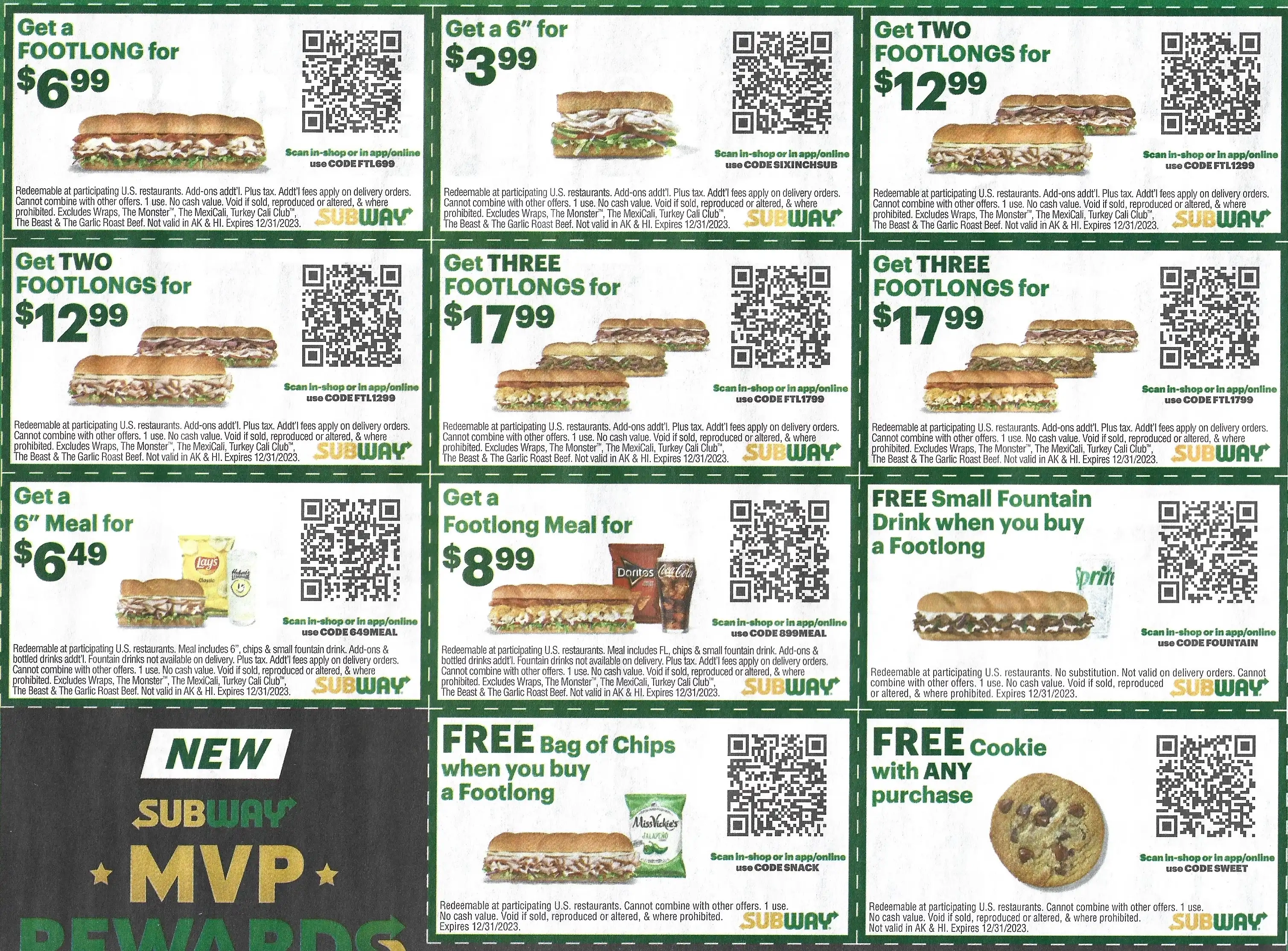 Subway Coupons QR Scannable Codes  Expires 12/31/2023 1