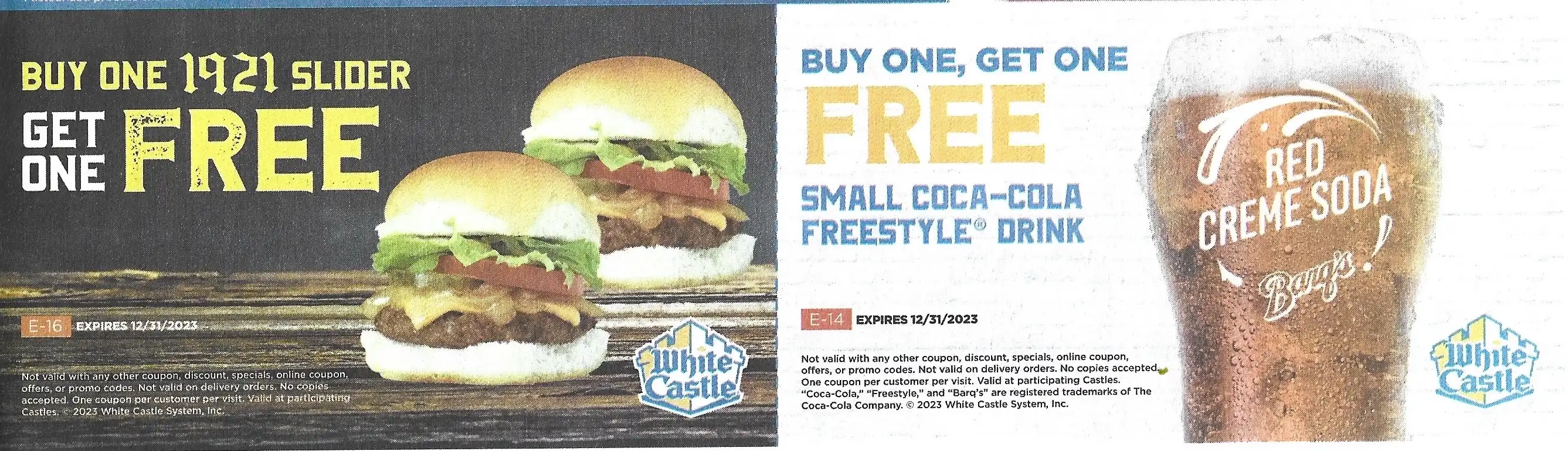 White Castle Mailer Coupons - Expires 12/31/2023 2