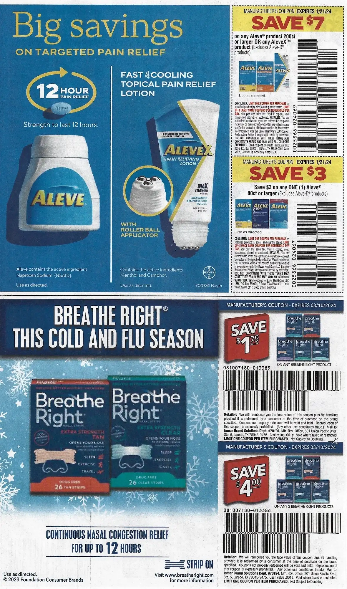 SmartSource Weekly Mailer Coupons - 01/07/2024 Aleve Breathe Right