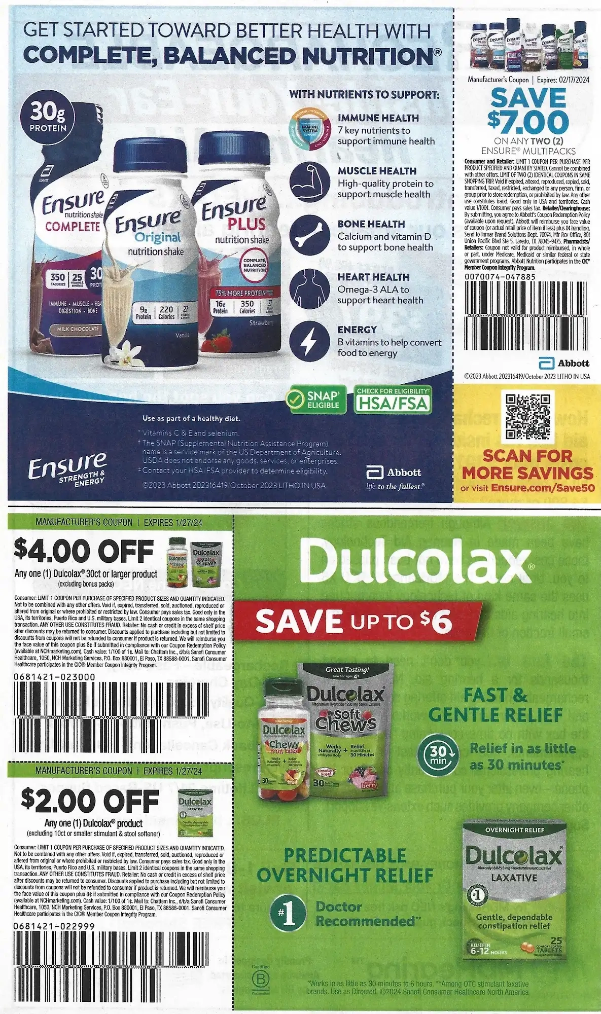 SmartSource Weekly Mailer Coupons - 01/07/2024 Ensure Dulcolax