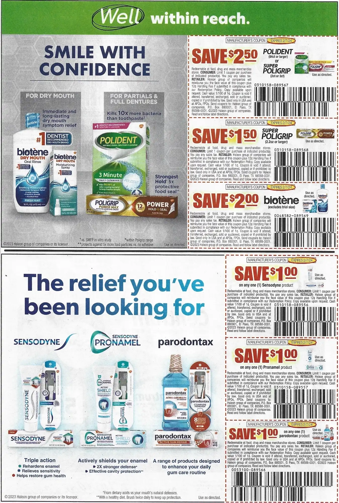 Save.Com Weekly Mailer Coupons - 01/07/2024 Polident Poligrip Sensodyne Pronamel Paradontax