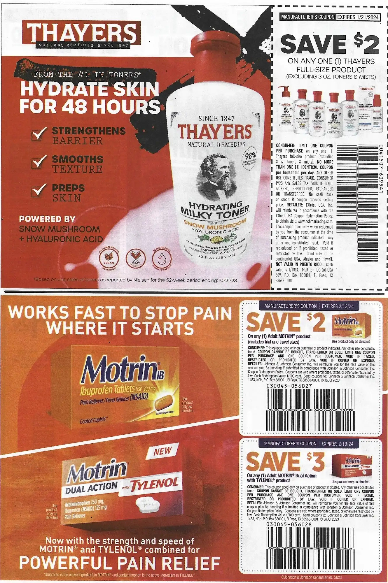 Save.Com Weekly Mailer Coupons - 01/07/2024 Thayers Motrin