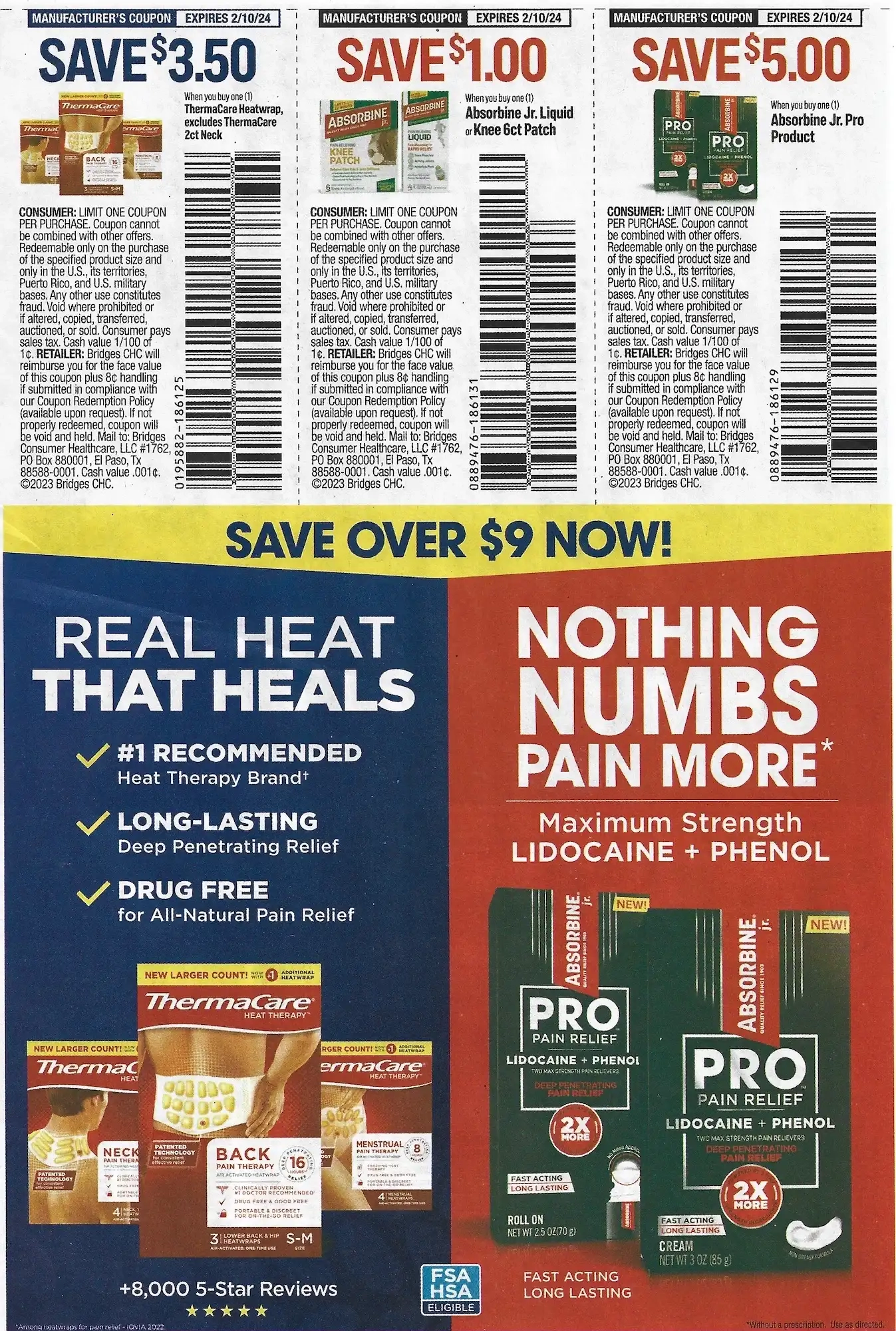 Save.Com Weekly Mailer Coupons - 01/07/2024 Thermacare Lidocaine Absorbine