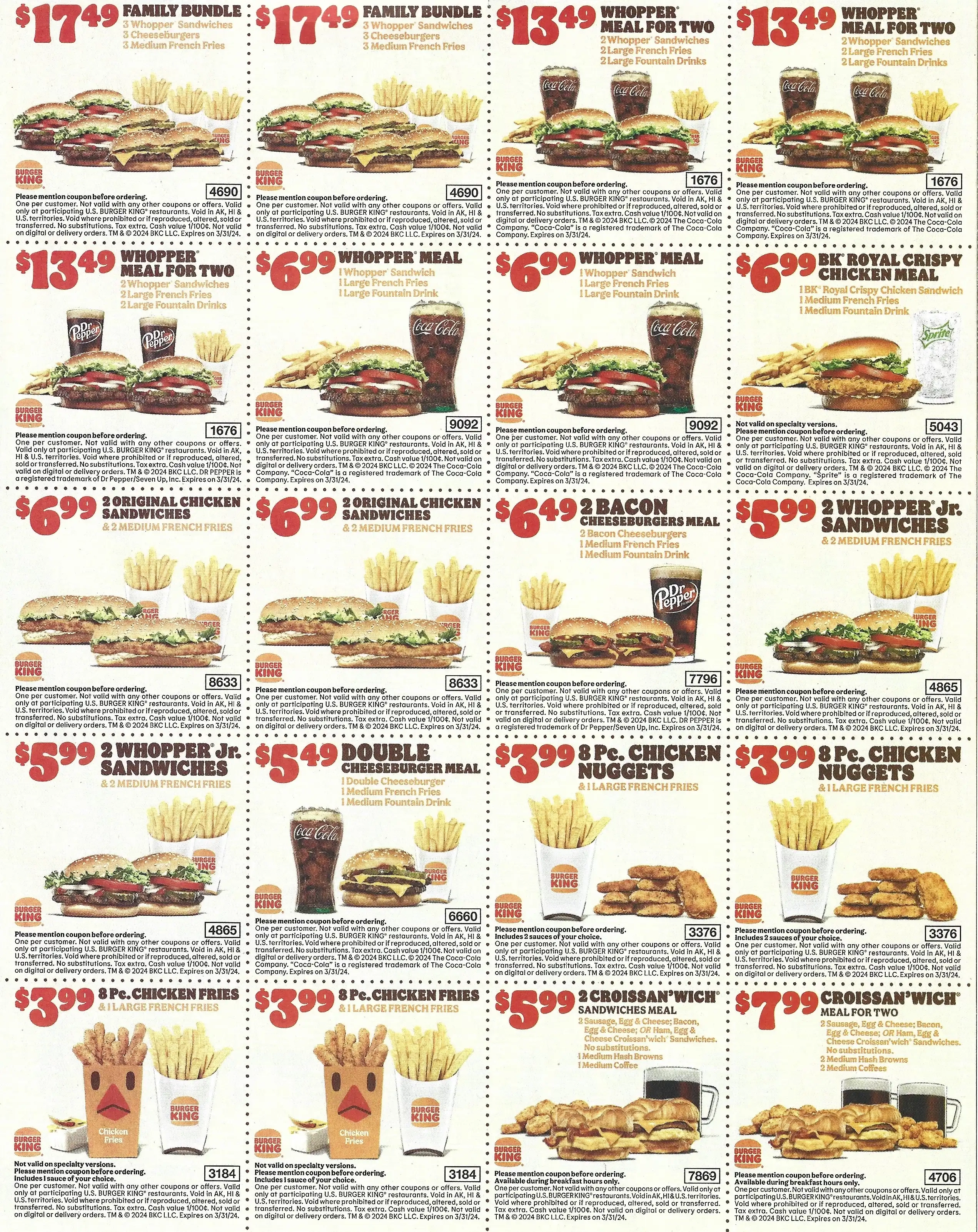 Burger King Coupons - Expires 03/31/2024