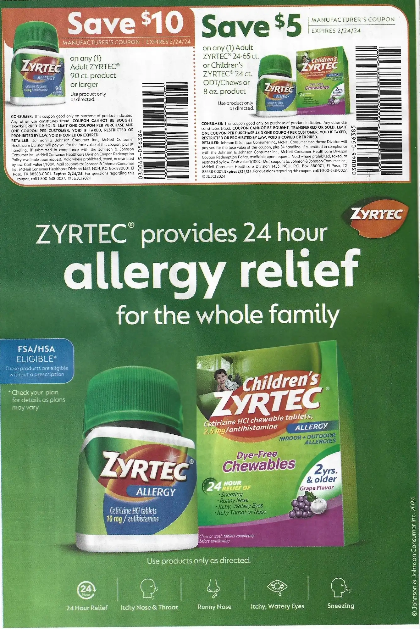 Save.Com Weekly Mailer Coupons 02/11/2024 Zyrtec