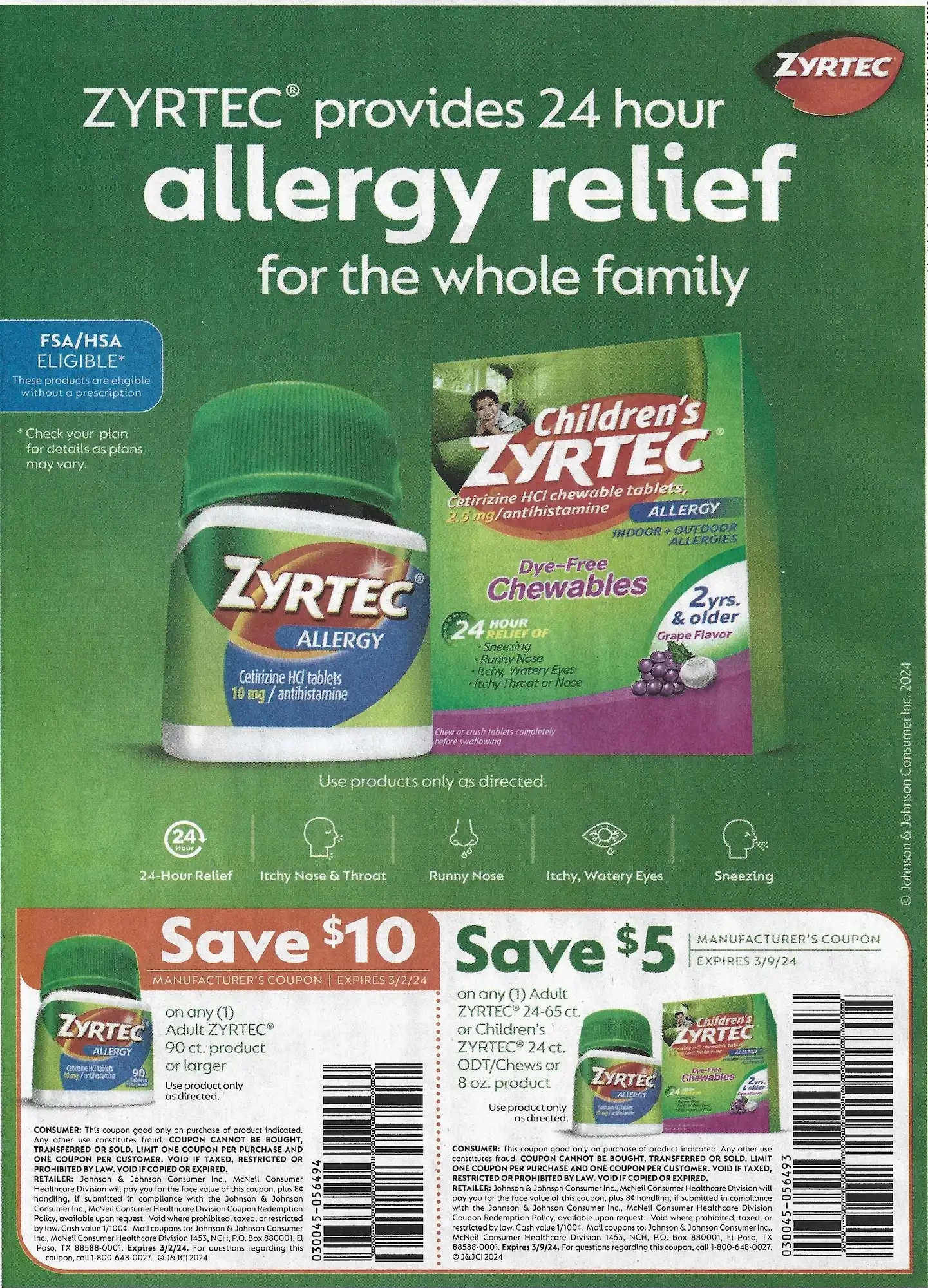 Save.Com Weekly Mailer Coupons - 02/24/2024 Zyrtec