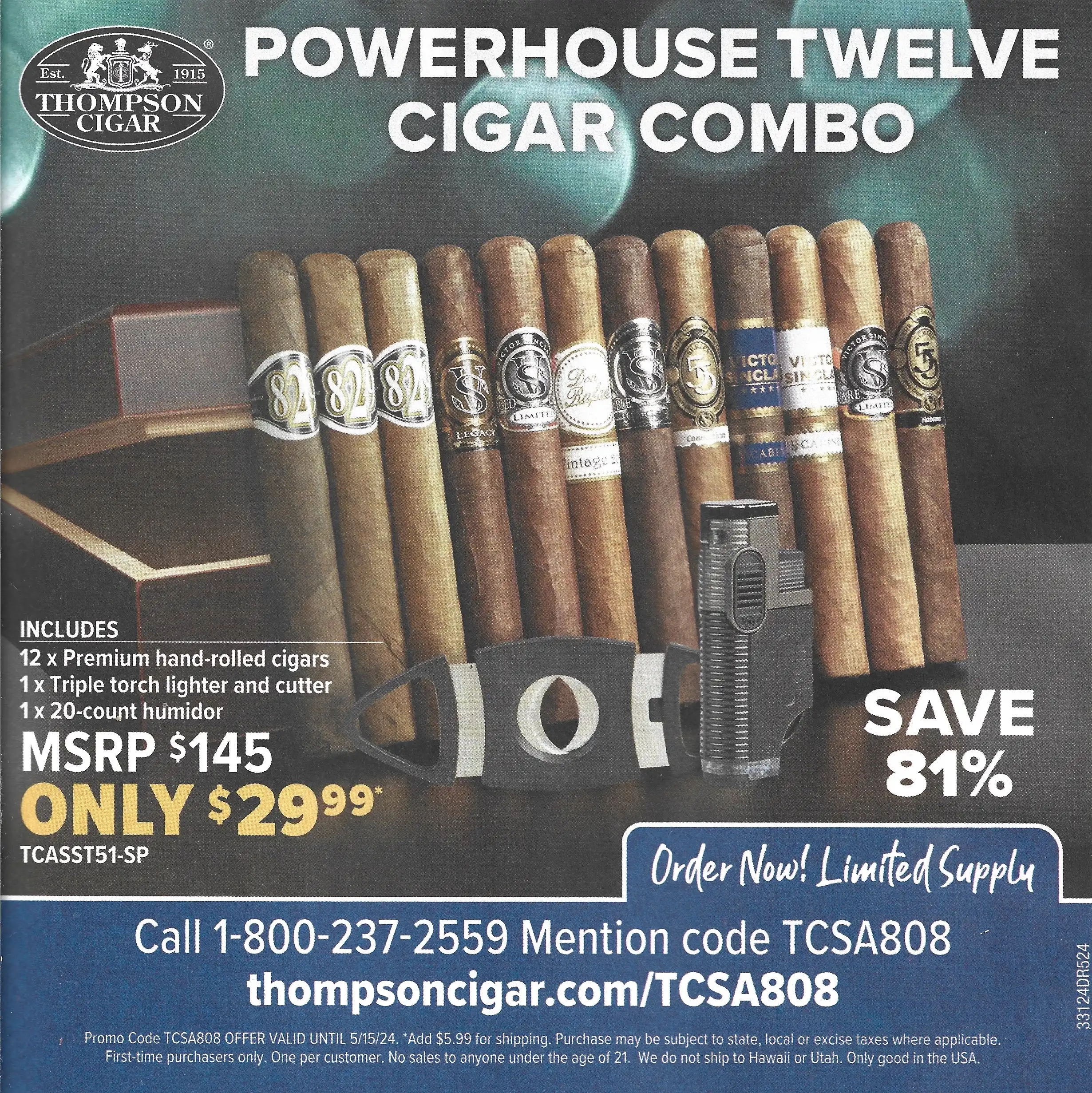 Thompson Cigar Powerhouse Twelve Combo Promo Code - Expires 05/15/2024