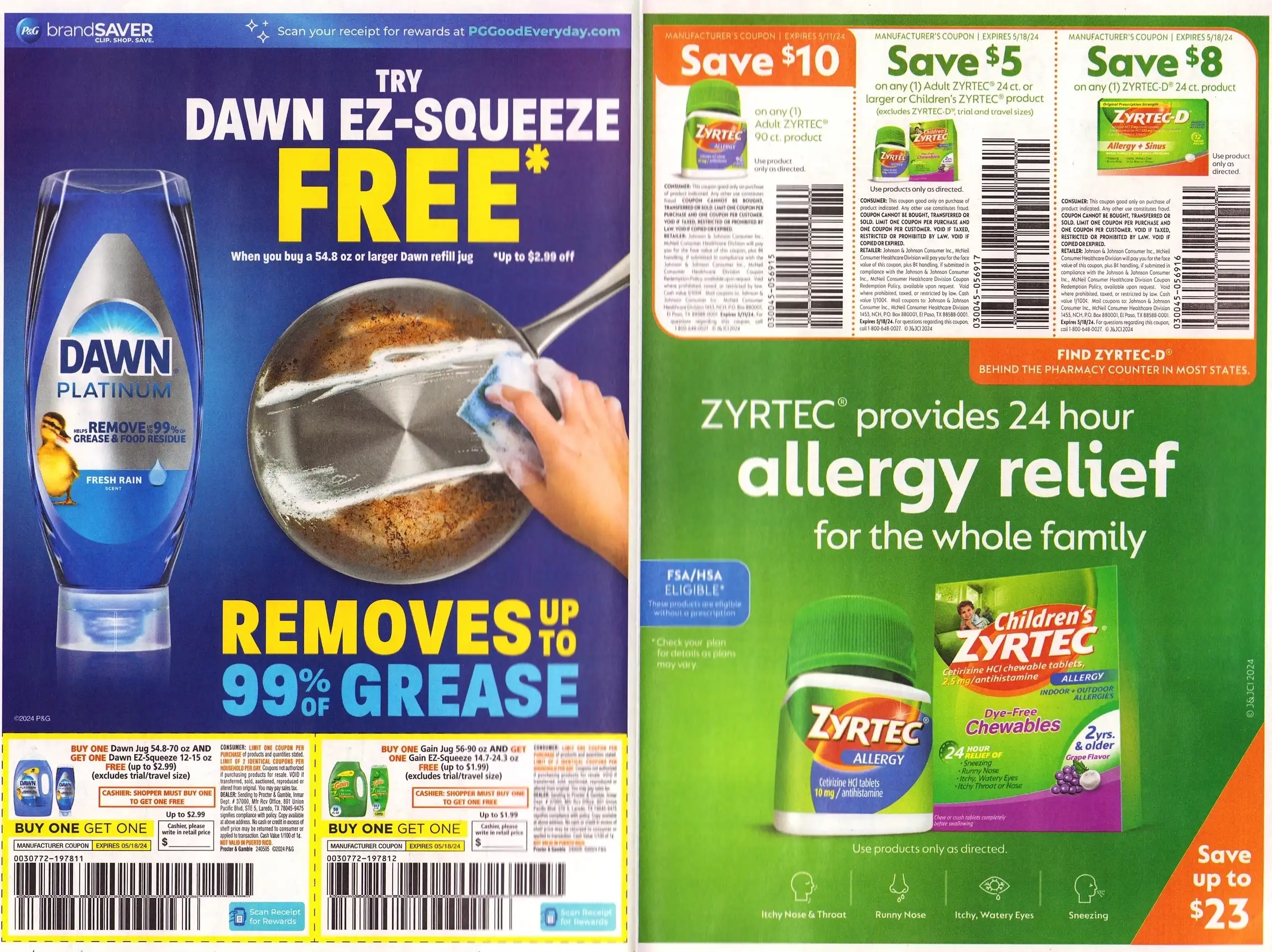 Save.Com Weekly Mailer Coupons - 05/05/2024 Dawn Zyrtec