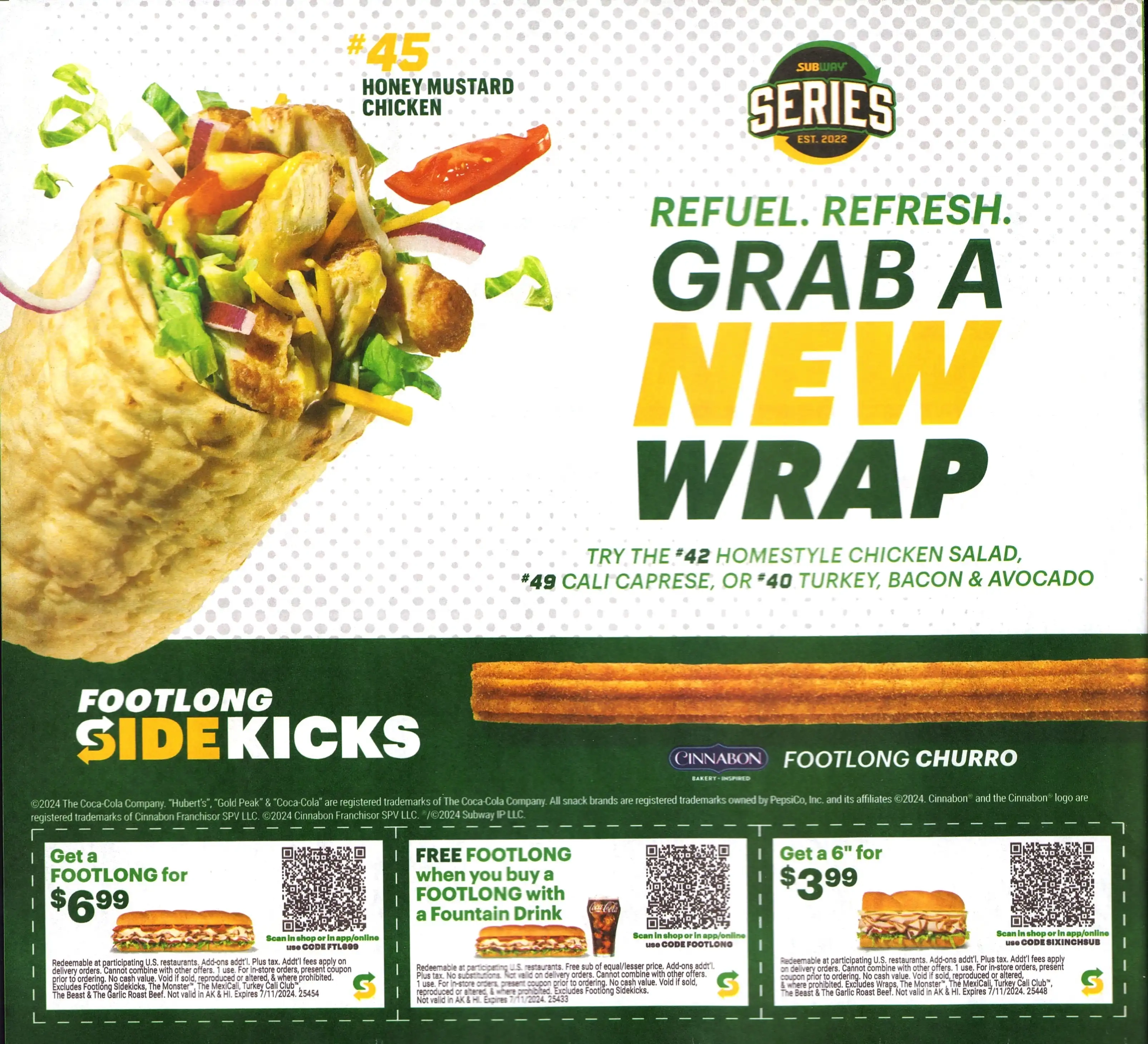 Subway QR Code Coupons Expires 07/11/2024