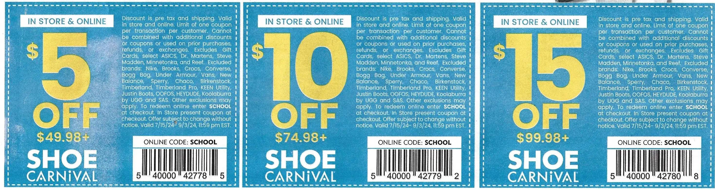 Shoe Carnival Coupons (In-Store + Online) - Expires 09/03/2024