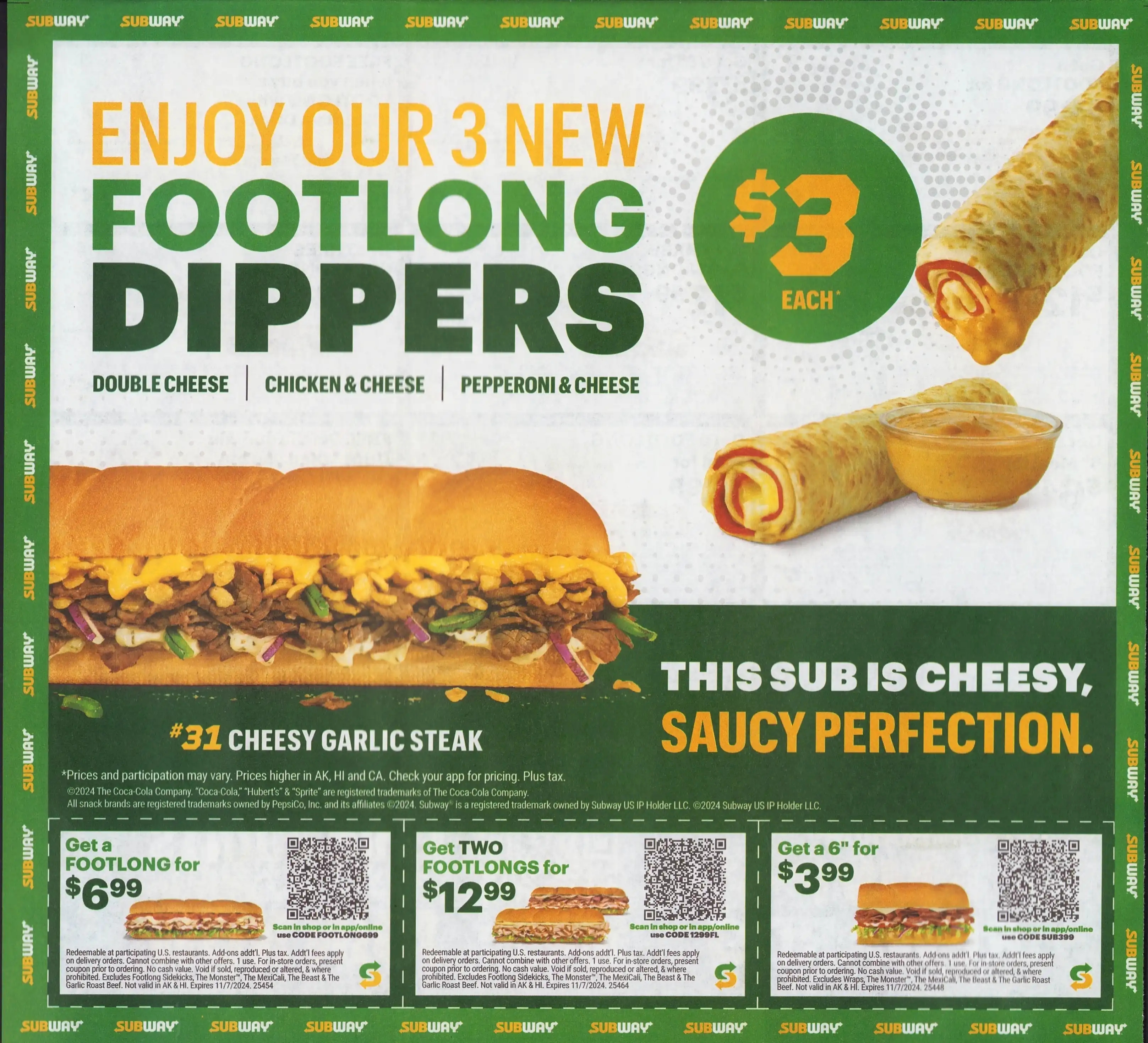 Subway QR Code Coupons - Expires 11/07/2024