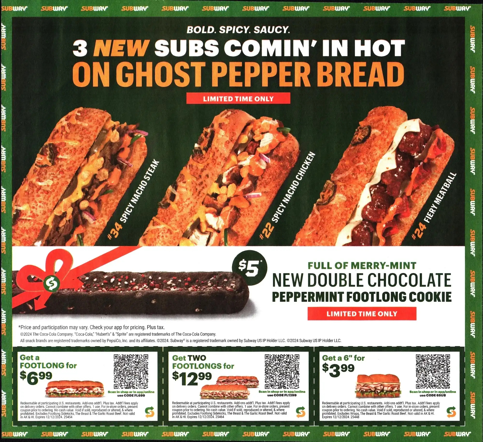 Subway QR Code Coupons - Expires 12/12/2024