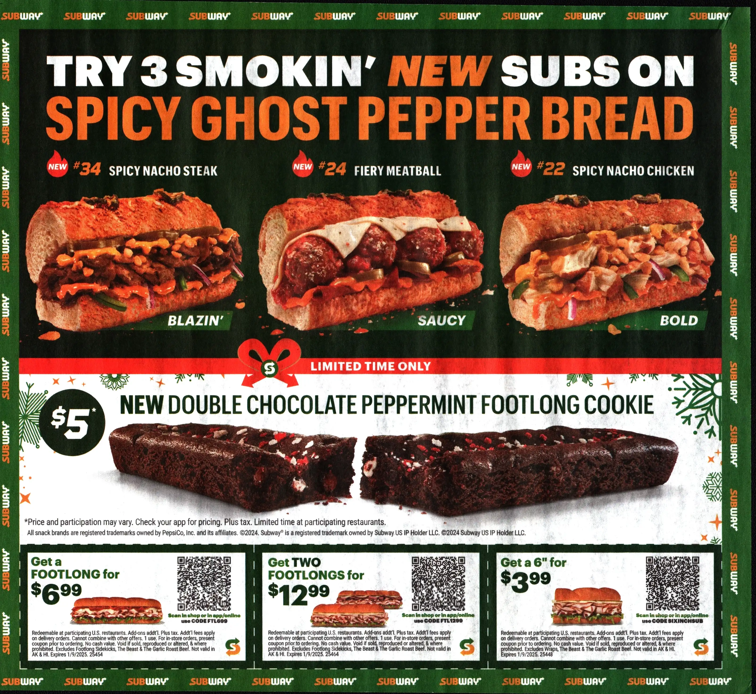 Subway QR Code Coupons - Expires 01/09/2025