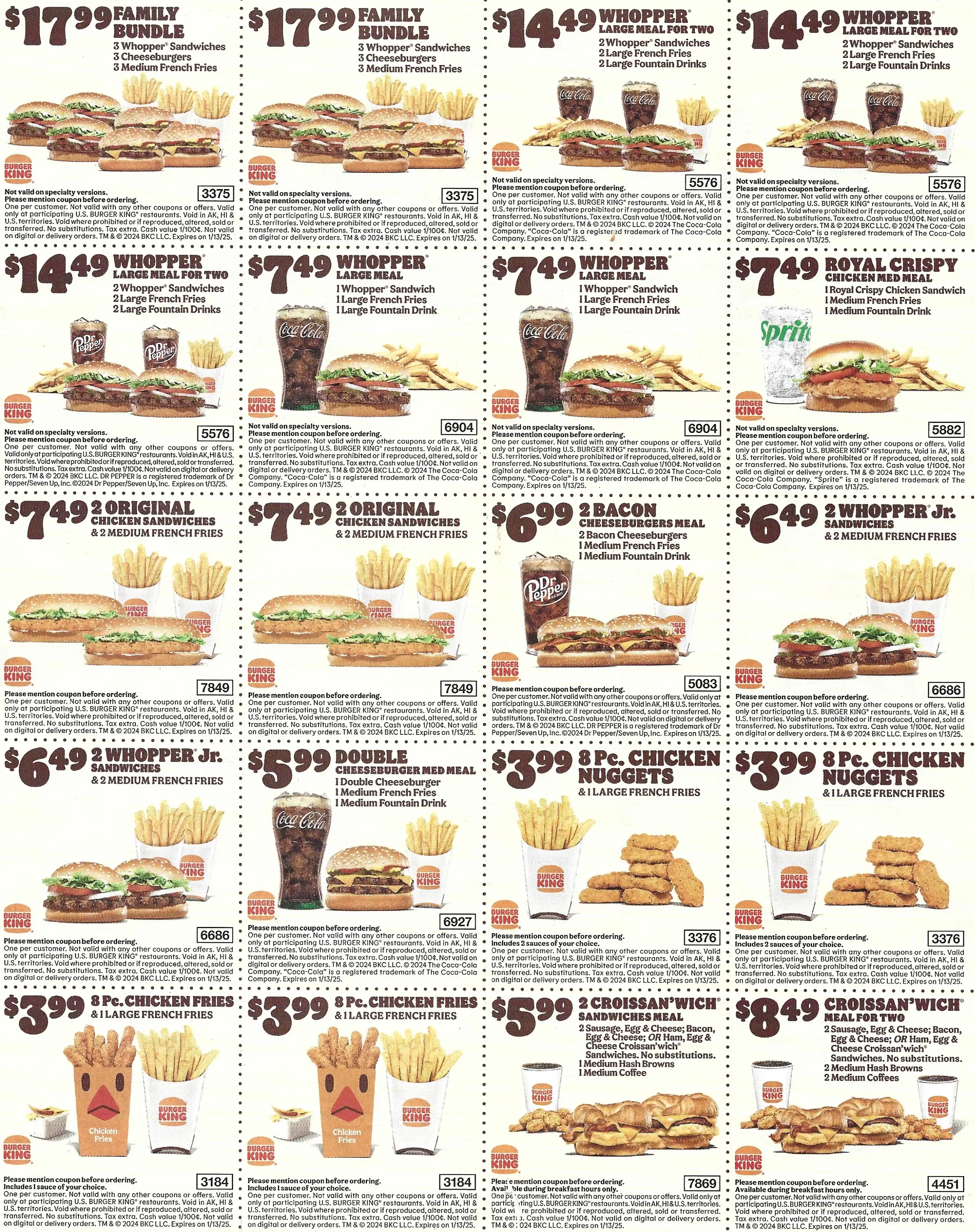 Burger King Coupons Expires 01/13/2025