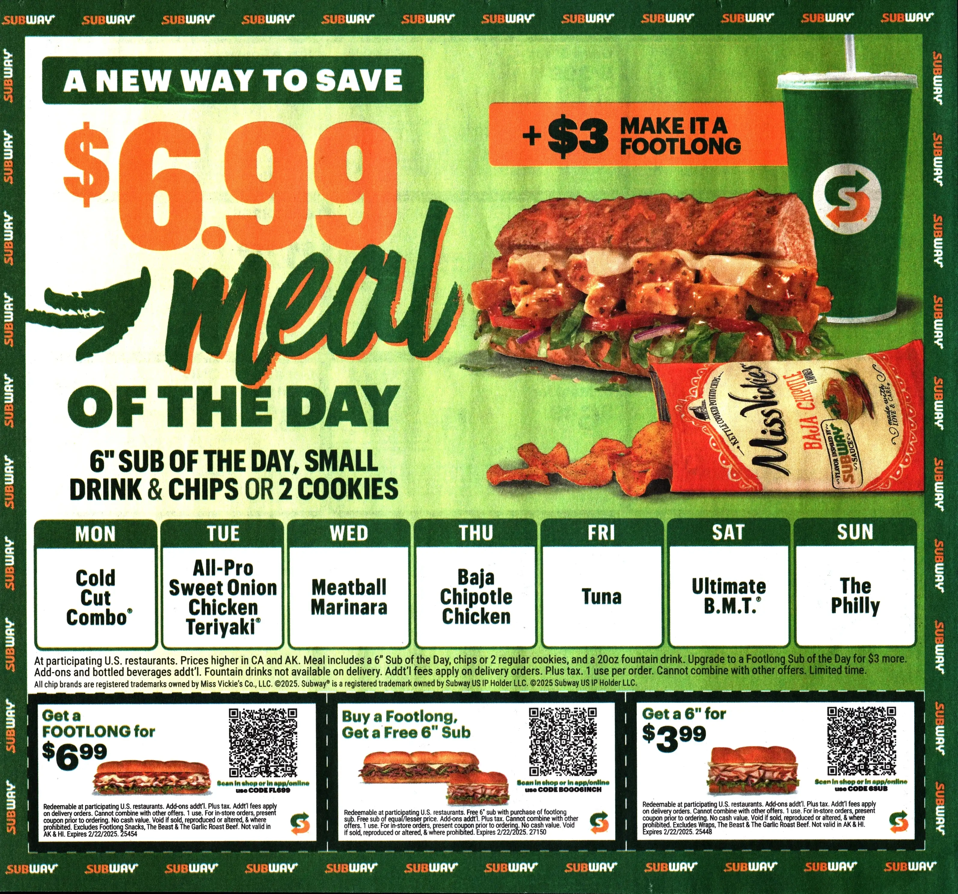 Subway QR Code Coupons - Expires 02/22/2025