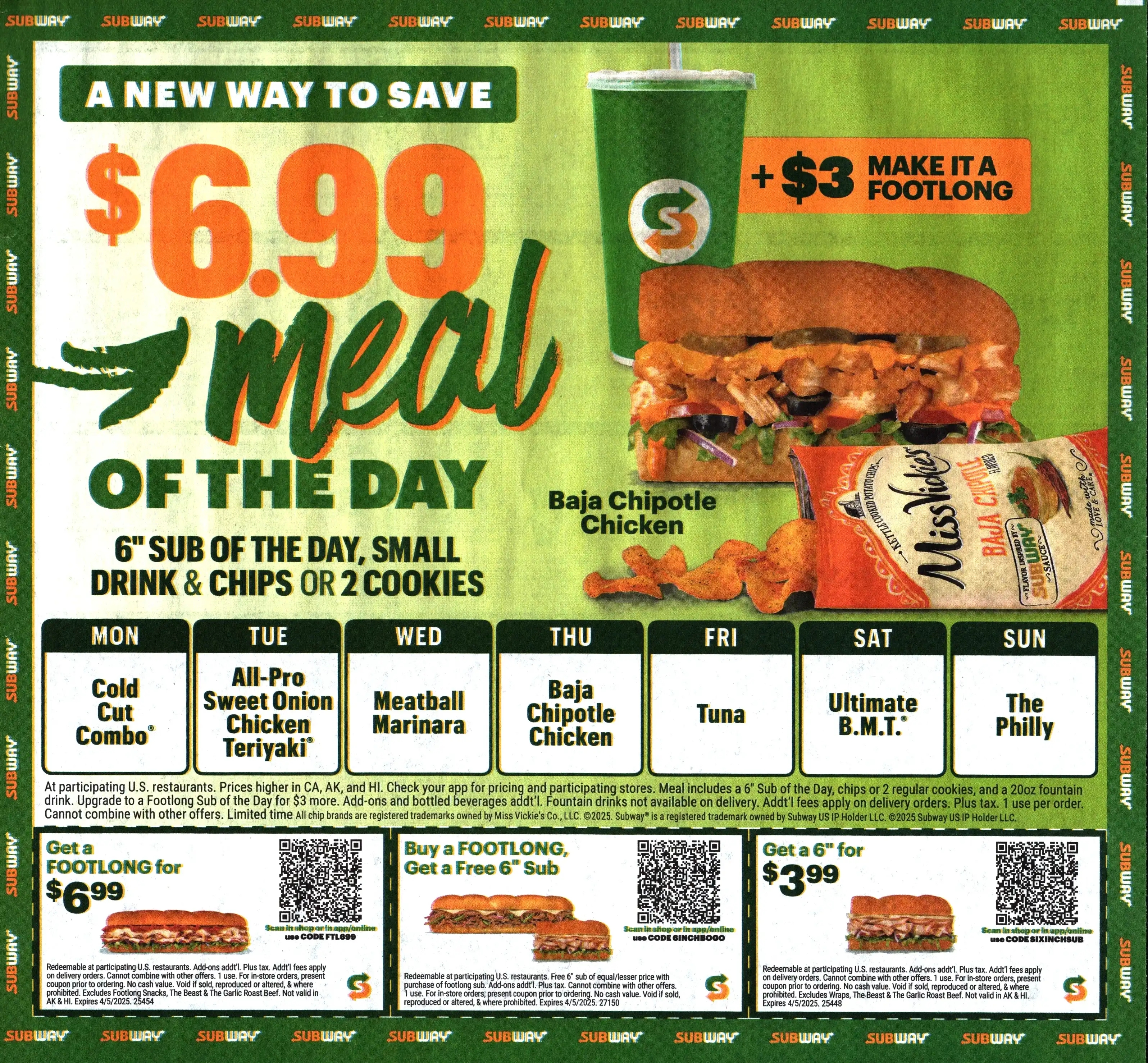 Subway QR Code Coupons - Expires 04/05/2025