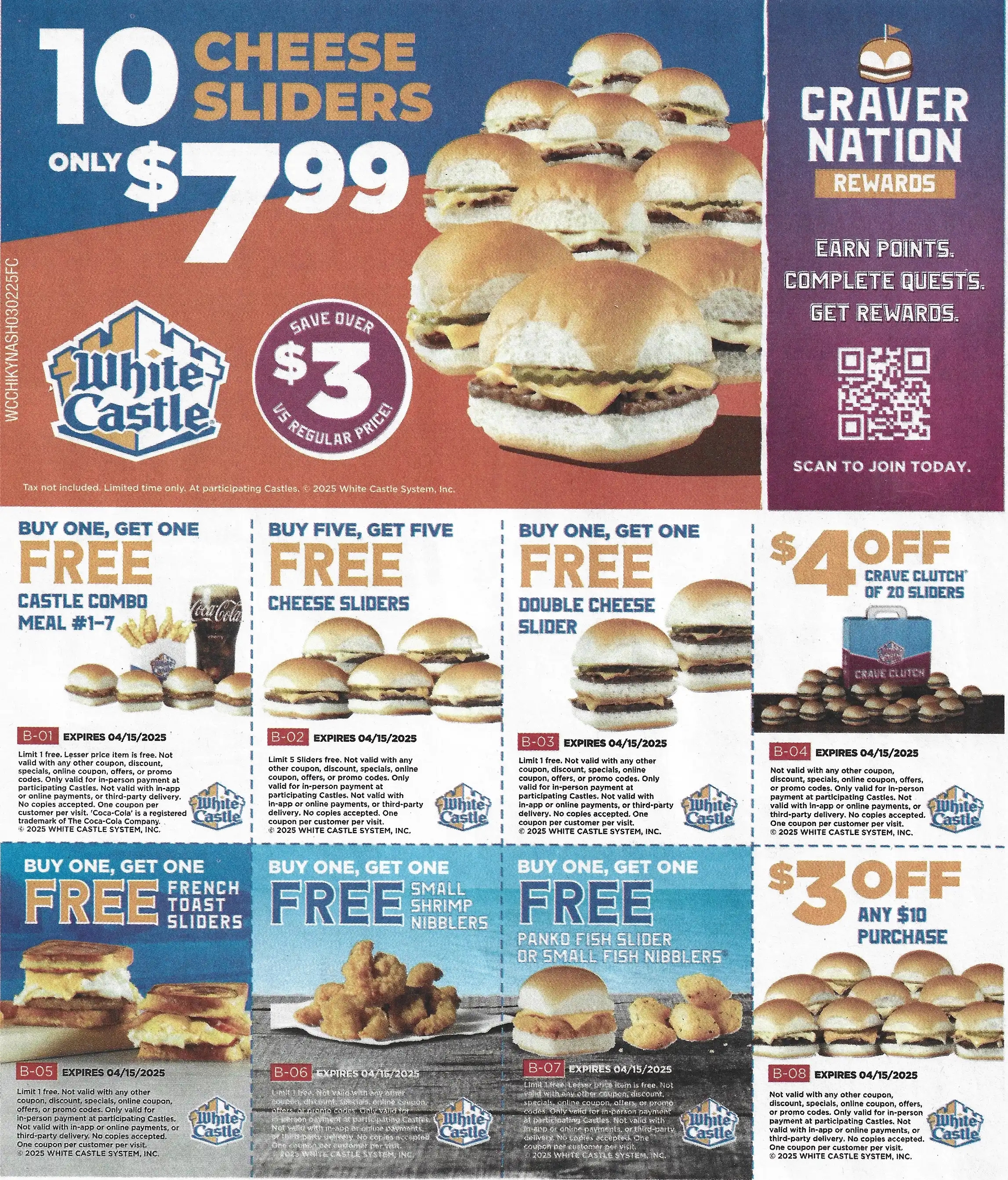 White Castle Coupons - Expires 04/15/2025