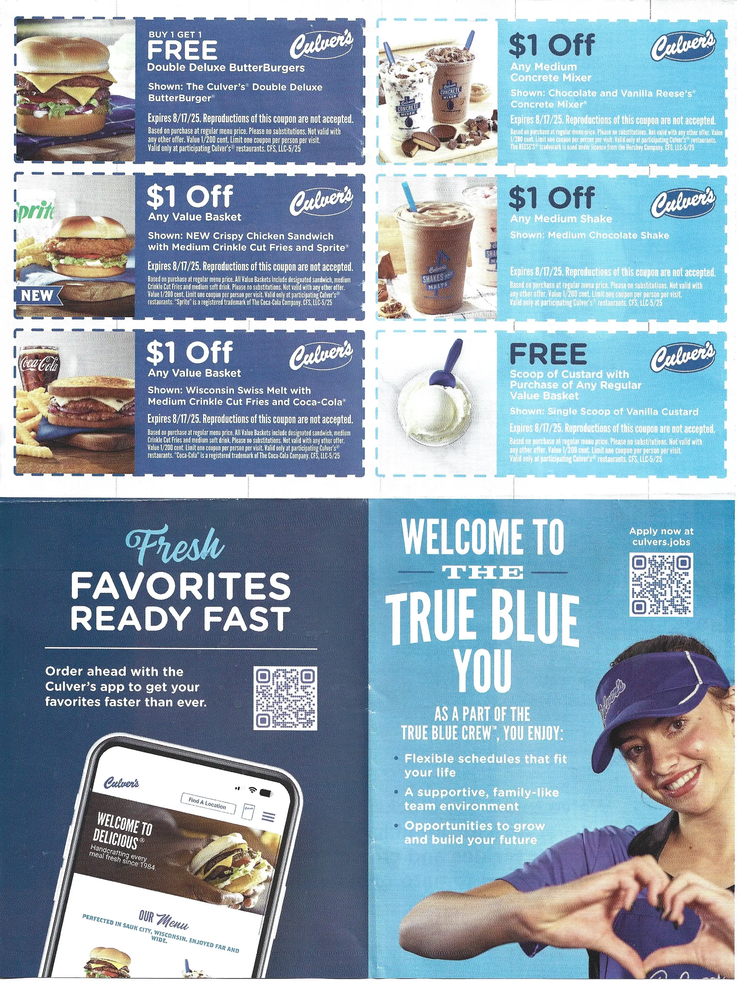 Culver's Coupons - Expires 08/17/2025
