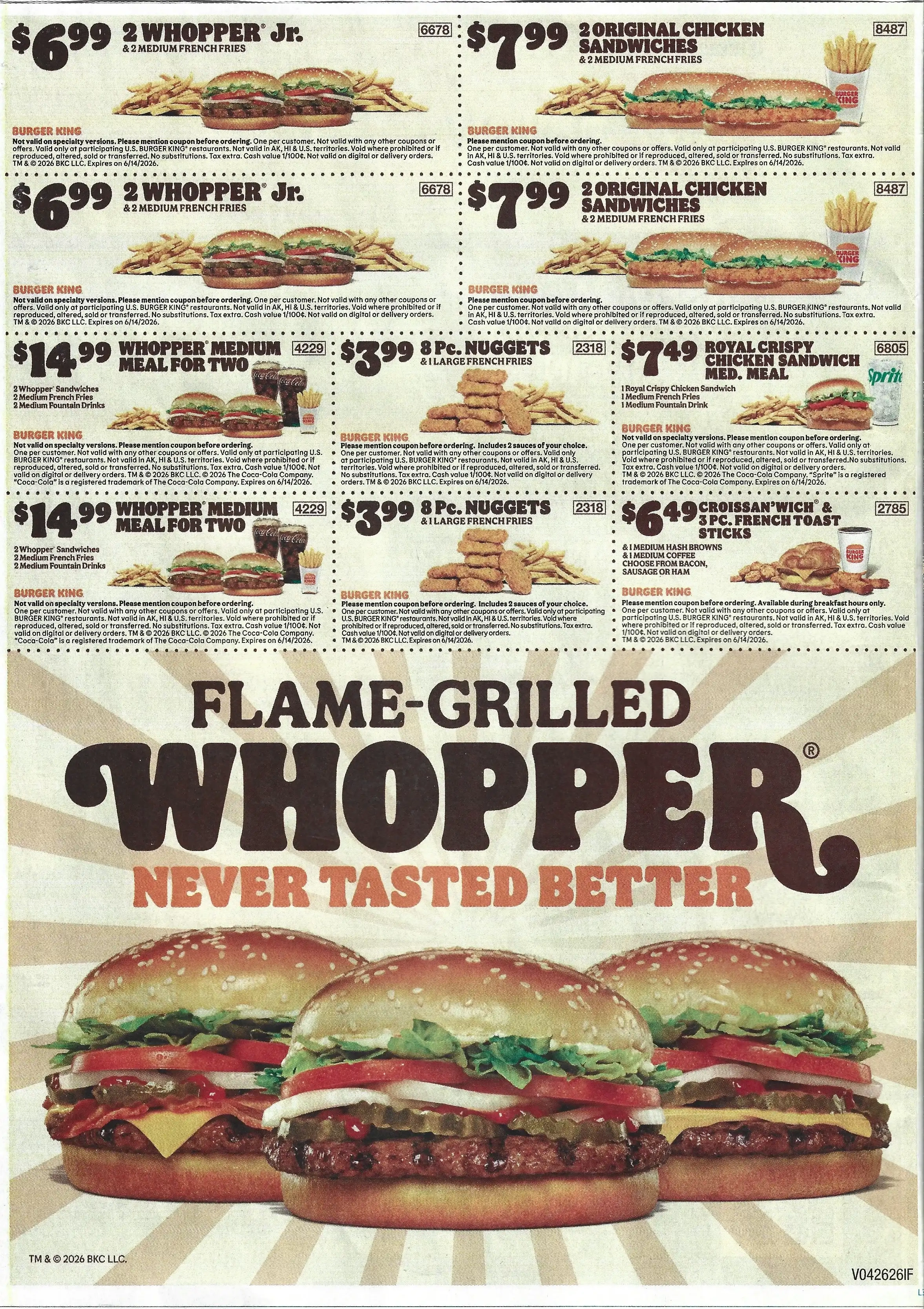 Burger King Coupons - Expires 06/14/2026 Burger King Coupons - Expires 06/14/2026